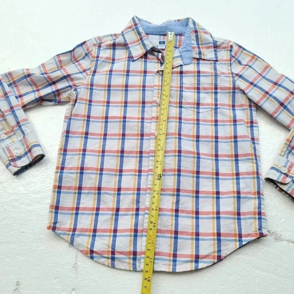 Janie and Jack Boy's Size 4 Shirt Button Down Long Sleeves Plaid Cotton Blue Red - Picture 8 of 9